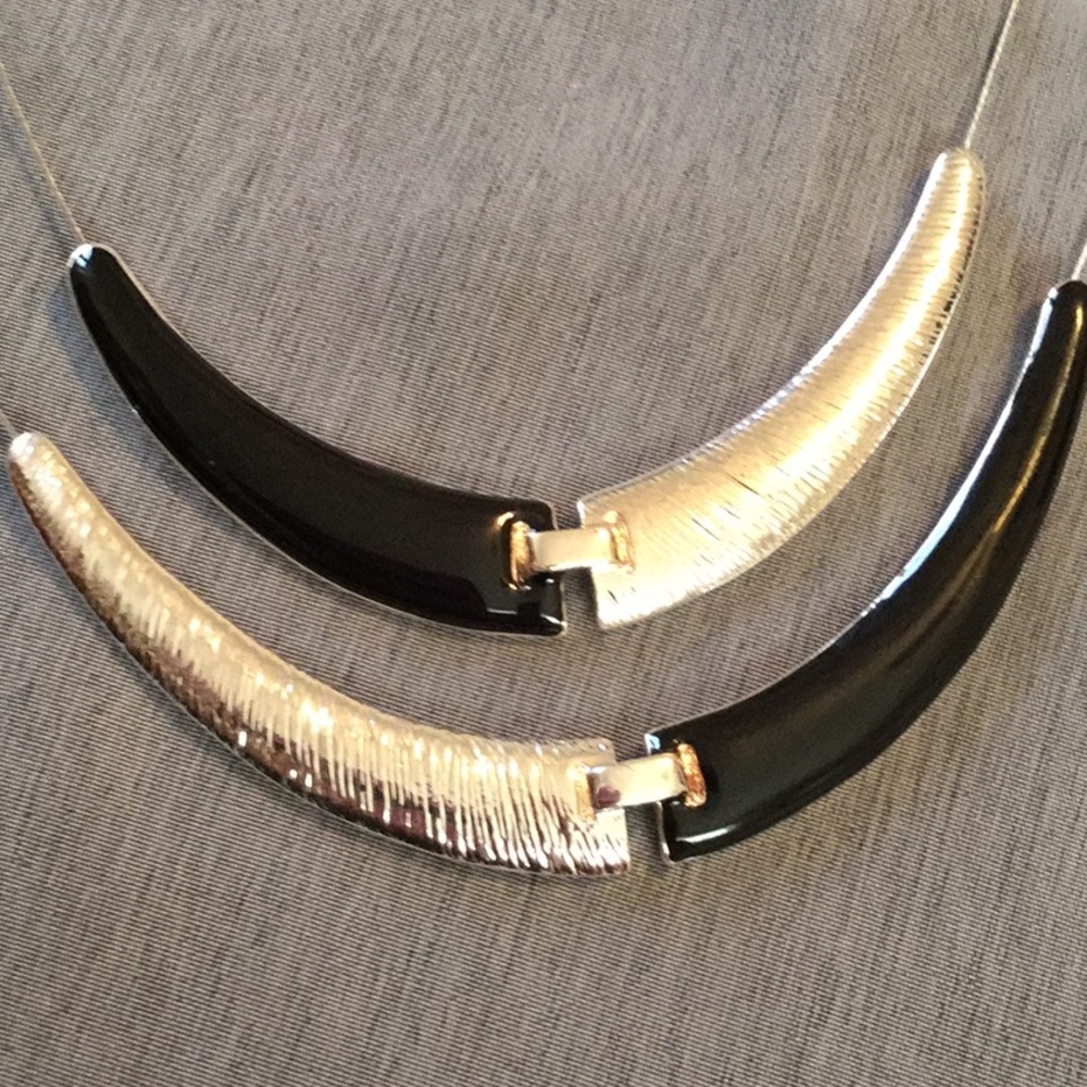 Silver and Black Necklace